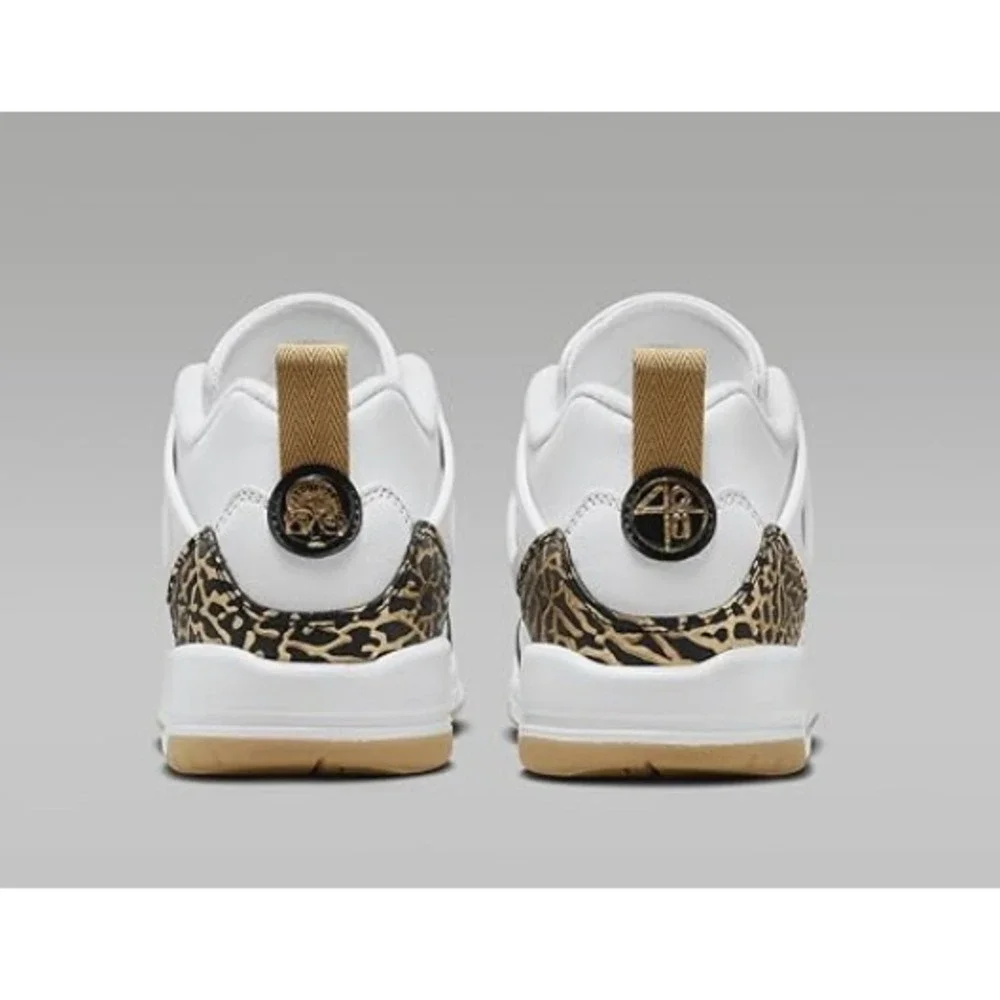 Nike‎ Boy's Jordan Spizike Low (white, black, metallic gold) Size 5.5
